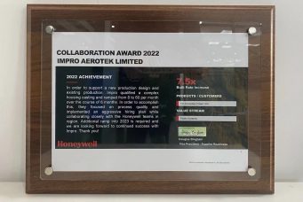 霍尼韋爾航空頒發的2022最佳合作獎